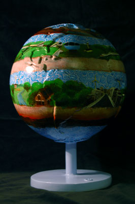 a tabletop version of the globe, showing the Americas