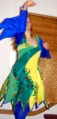 a woman in the dress